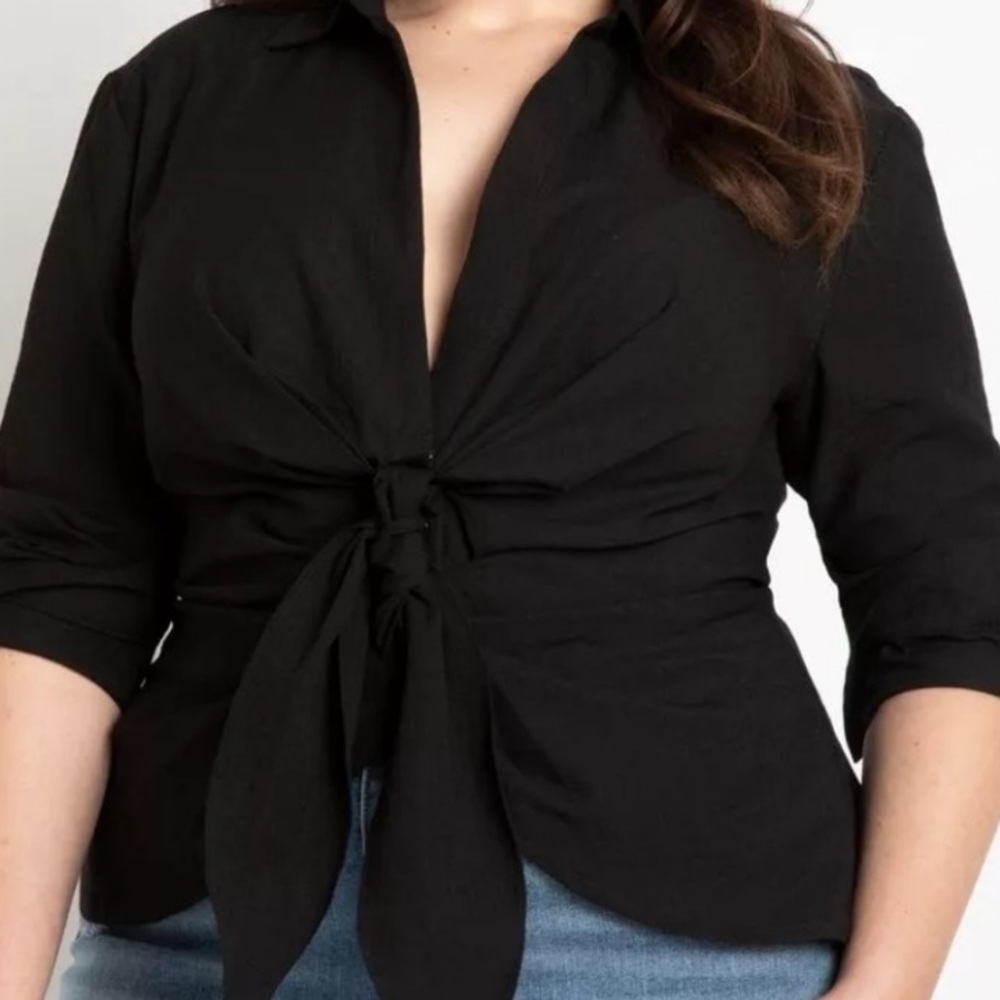 Eloquii Women's Black Button-Down Shirt